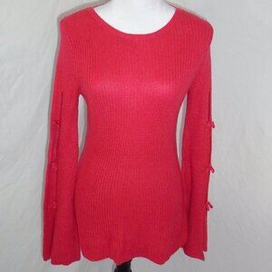 Lauren Conrad Womens XS Sweater Tunic Blush Pink Medium Knit Peekaboo Flared AUC